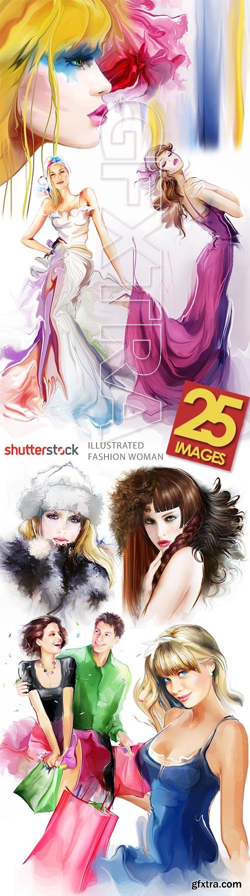 Illustrated Fashion Woman I, 25xJPG Paintings