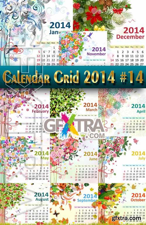 Calendar grid 2014 #14 - Stock Vector