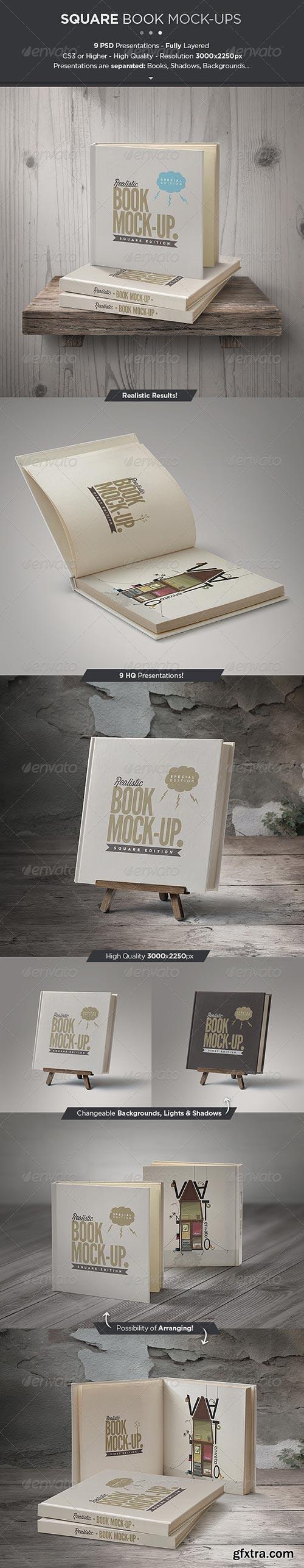 GraphicRiver - Square Book Mock-Up Set 3 5728437