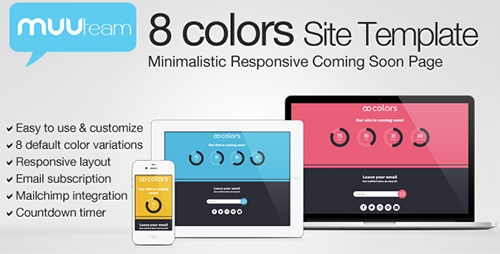 ThemeForest - 8 COLORS - Responsive HTML Coming Soon Page - RIP