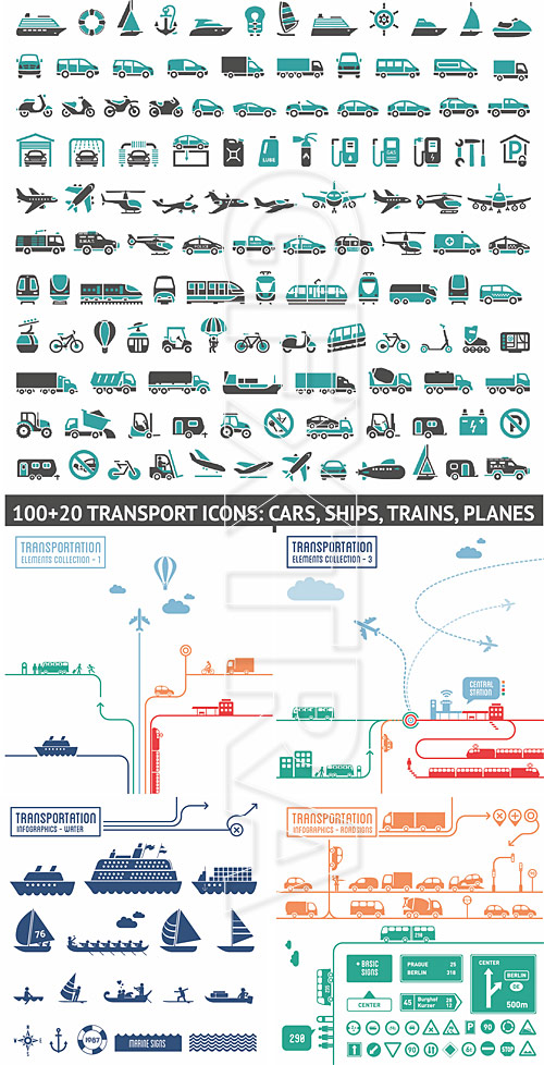 Transportation icons and infographics
