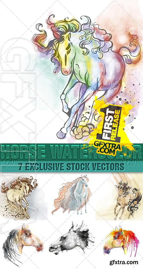 Beautiful picturesque horse watercolor - VectorImages