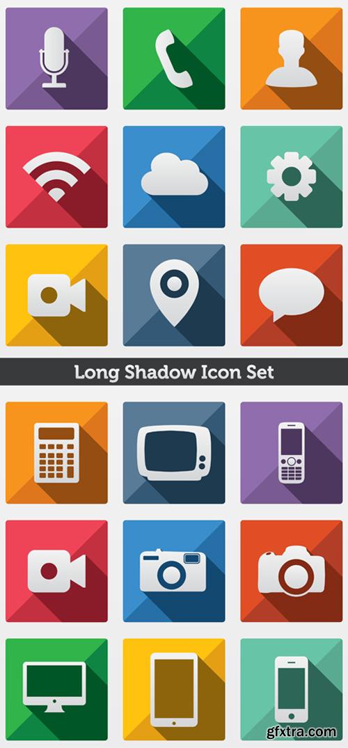 Long Shadow Vector Icons Set