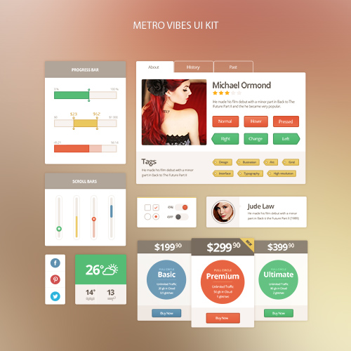 PSD Web Design - Metro Vibes UI Kit