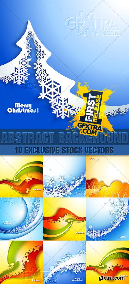 Autumn and Winter - Colored in abstract style backgrounds 4, Vector