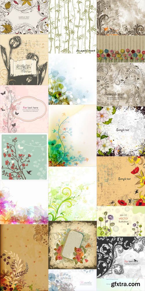 20 Floral Vector Backgrounds