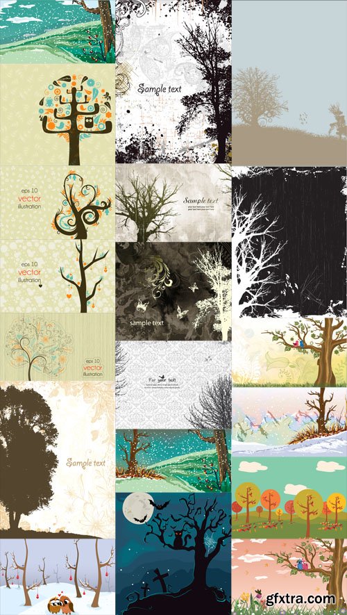 20 Trees Vector Illustrations