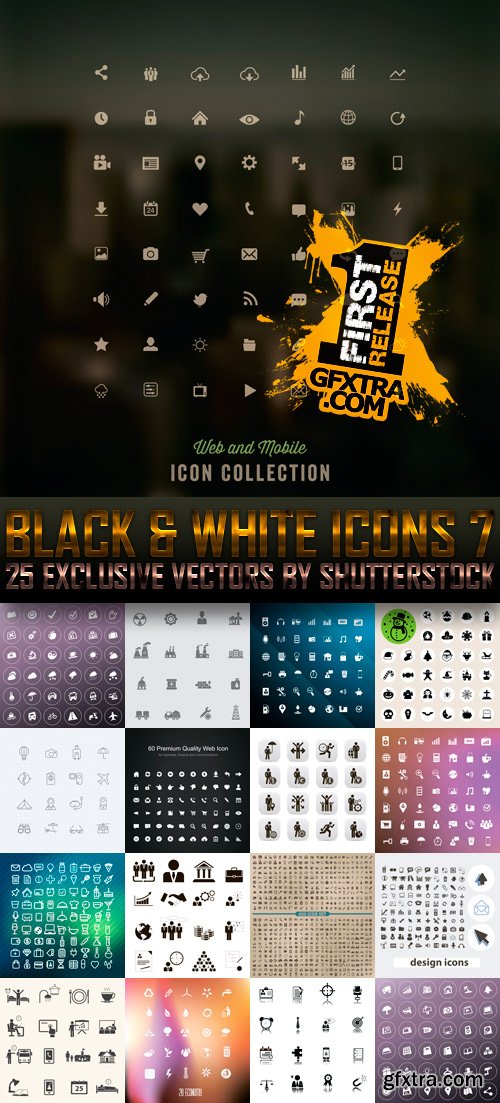 Black & White Icons 7, 25xEPS