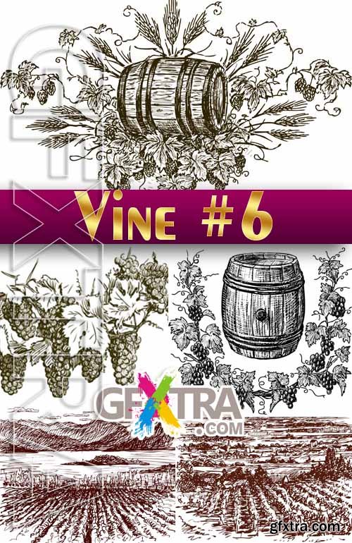 Hand drawn vineyard #6 - Stock Vector