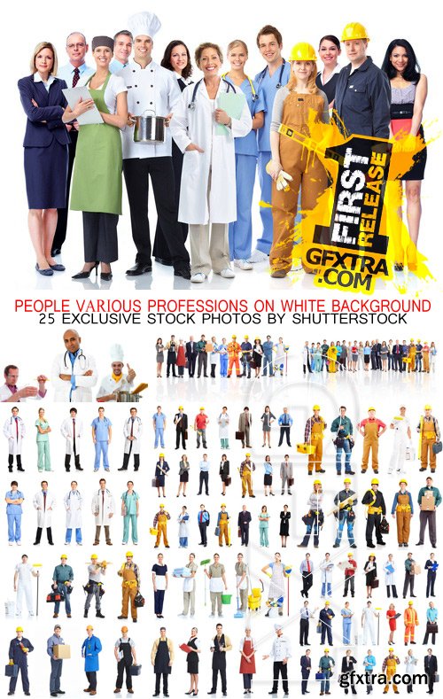 People Various Professions On White Background 25xJPG