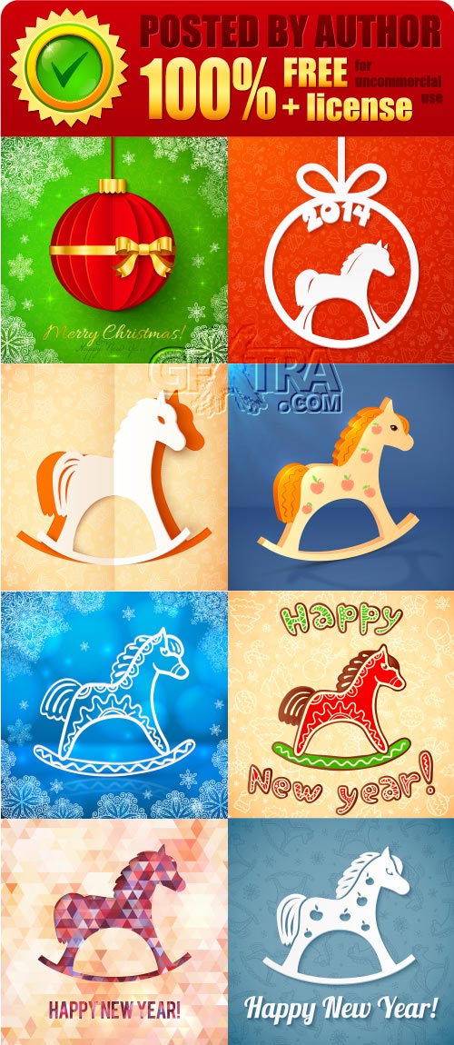 Legal release - Paper Christmas cards with horses vector