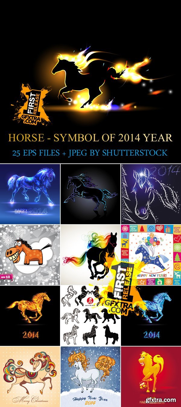 Horse - Symbol of 2014, 25xEPS