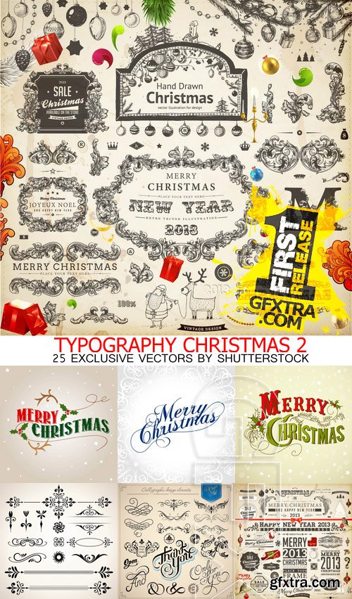Typography Christmas 2, 25xEPS