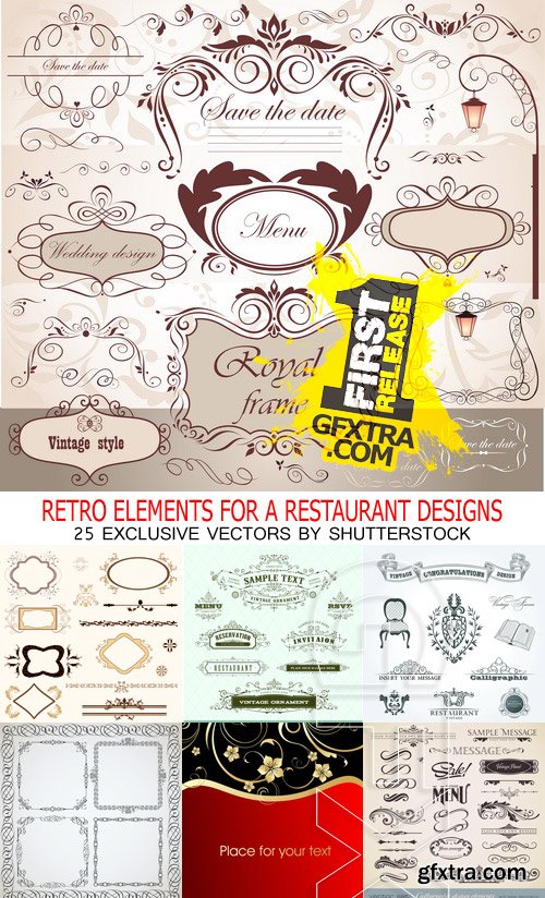 Retro Design Elements for a Restaurant & Cafe 25xEPS