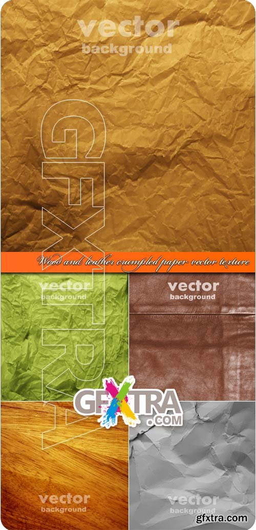 Wood and leather crumpled paper vector texture