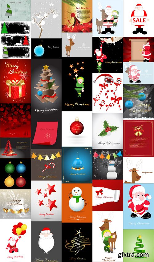 Christmas Backgrounds and Santa Vector Set