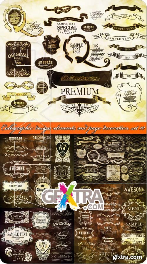 Calligraphic design elements and page decoration set 10