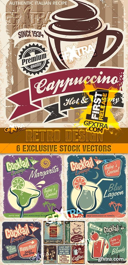 Popular retro posters for bars, cocktails, coffee - Vector