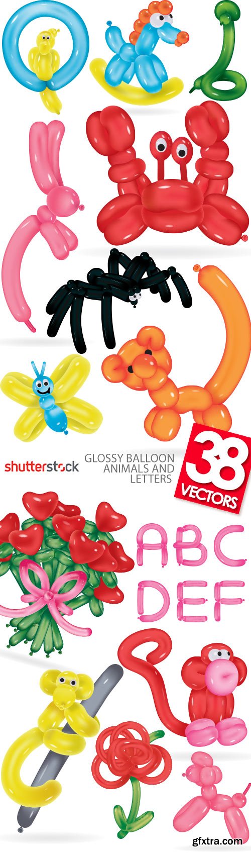 Glossy Balloon Animals and Letters 38xEPS