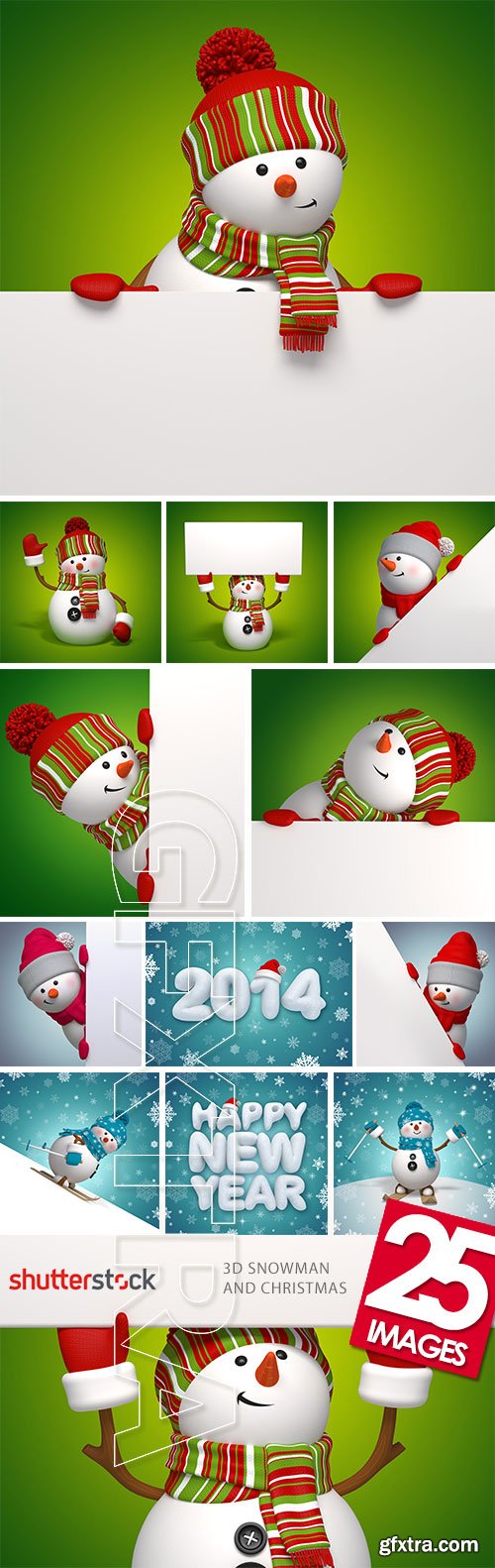 3D Snowman and Christmas 25xJPG
