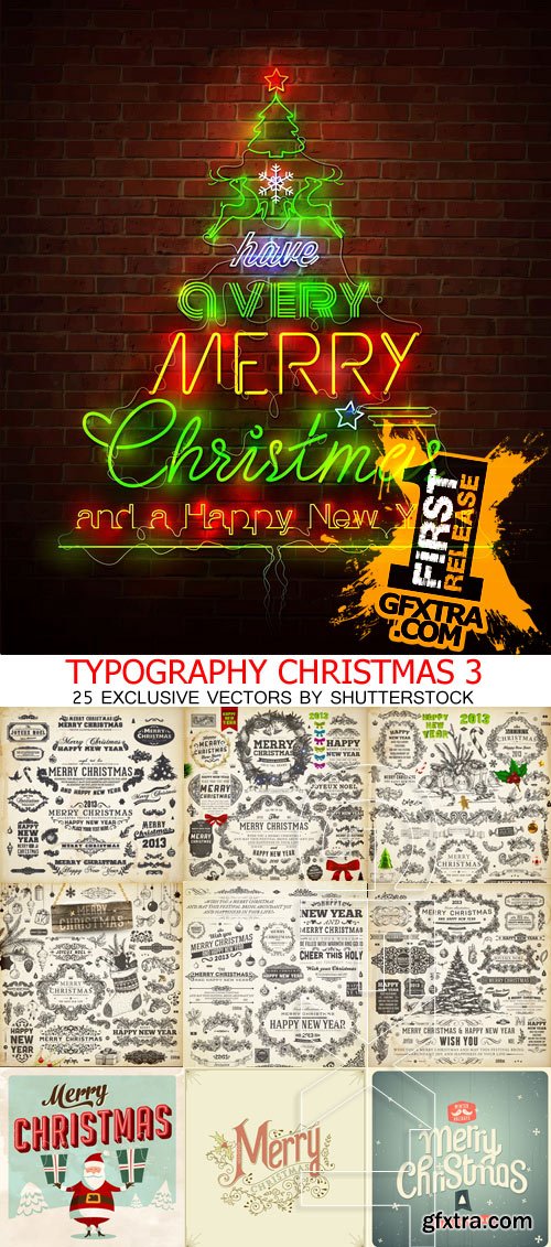 Typography Christmas 3, 25xEPS
