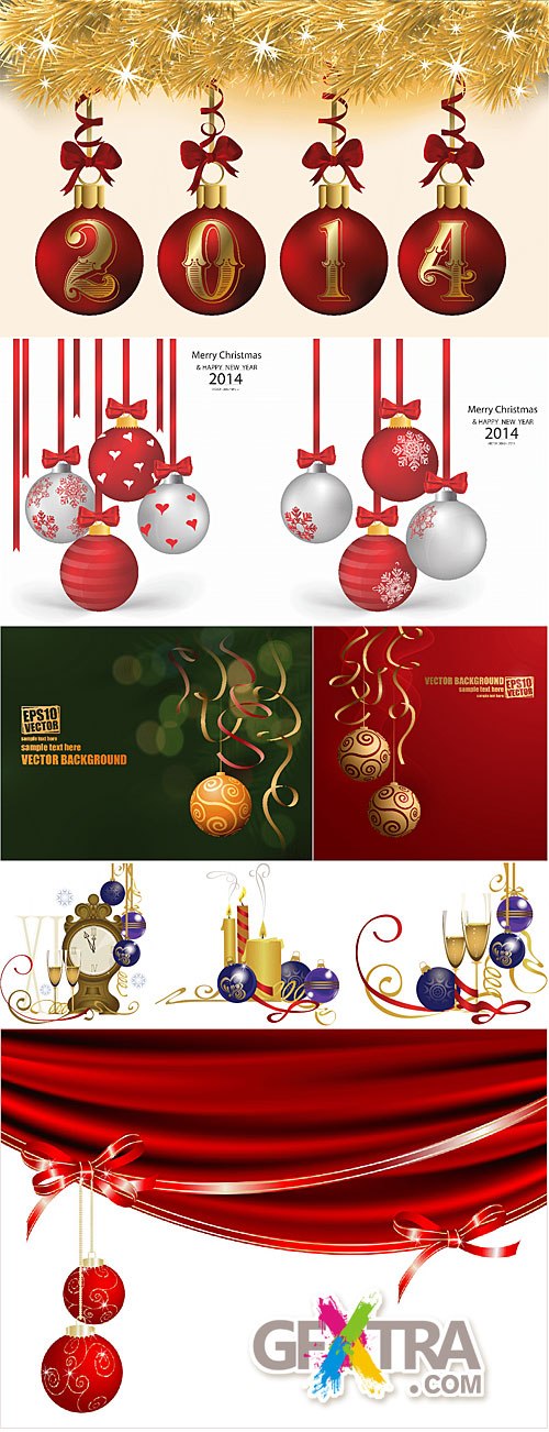 Christmas balls with ribbons