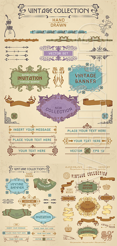 Vintage banners and labels set