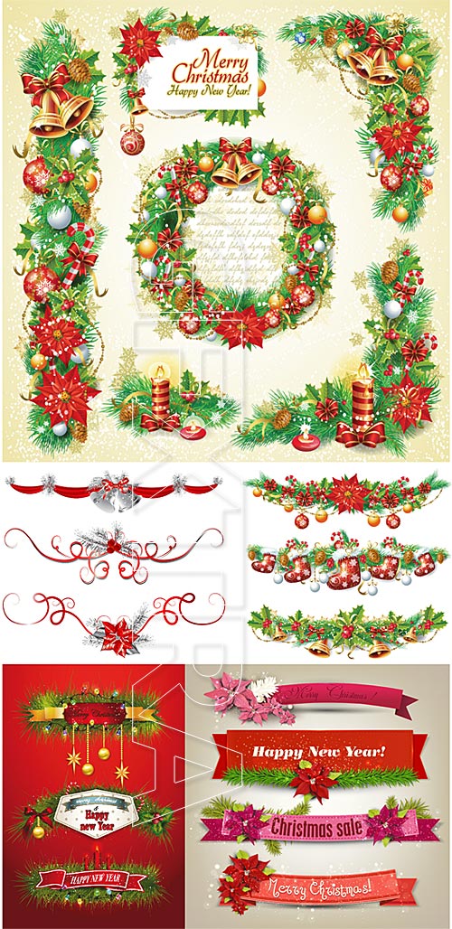 Christmas and New Yea decorative elements