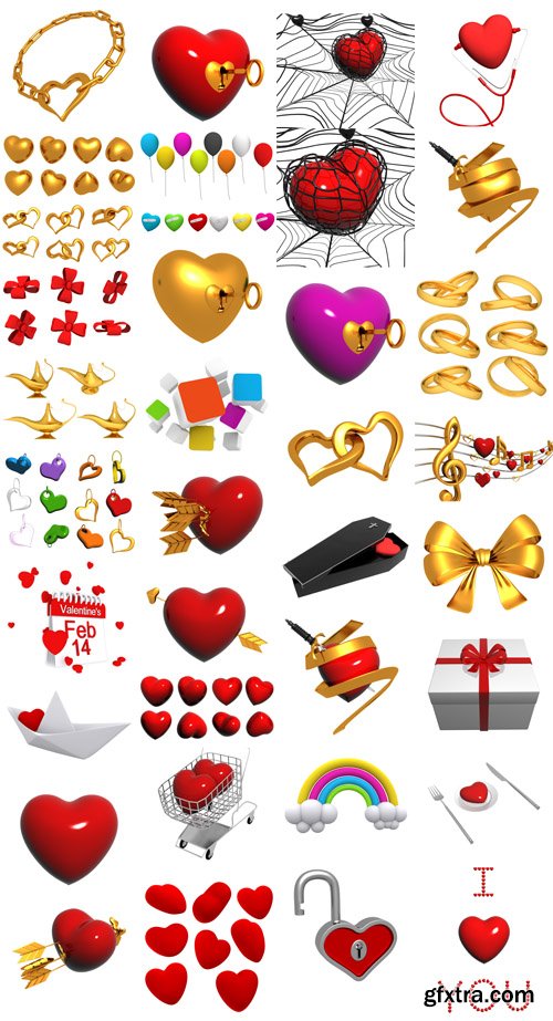 Valentines PSD Clipart Pack