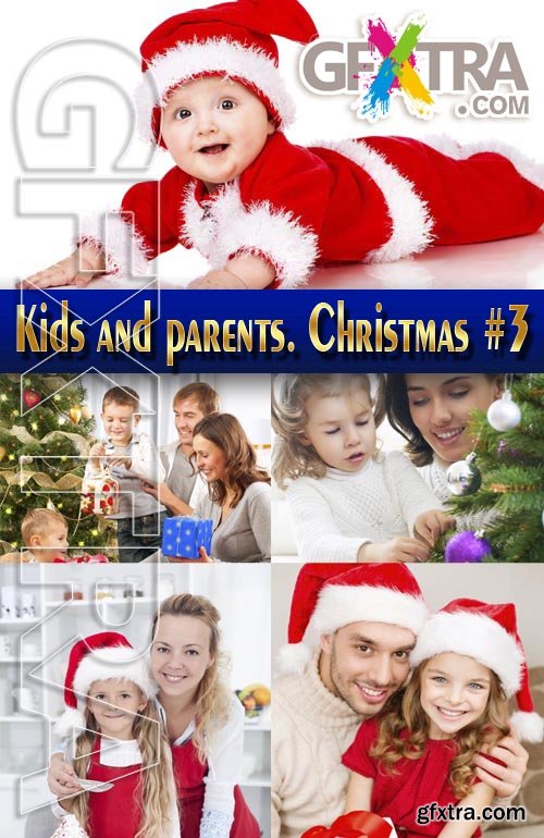 Children and parents on New Year\'s #3 - Stock Photo