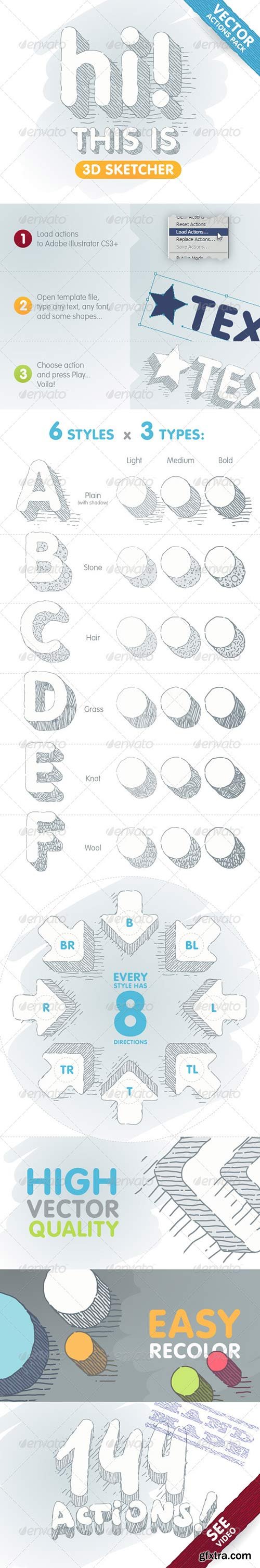 GraphicRiver - 3D Sketcher - Vector Actions Pack