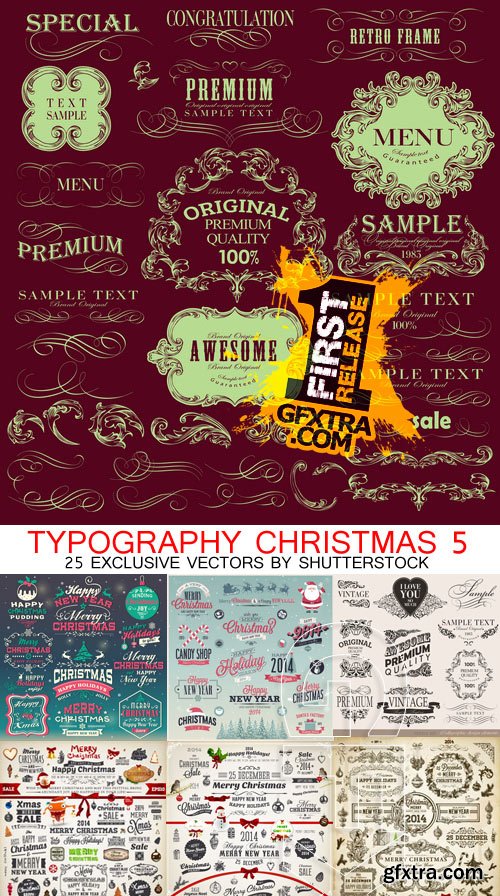 Typography Christmas 5, 35xEPS
