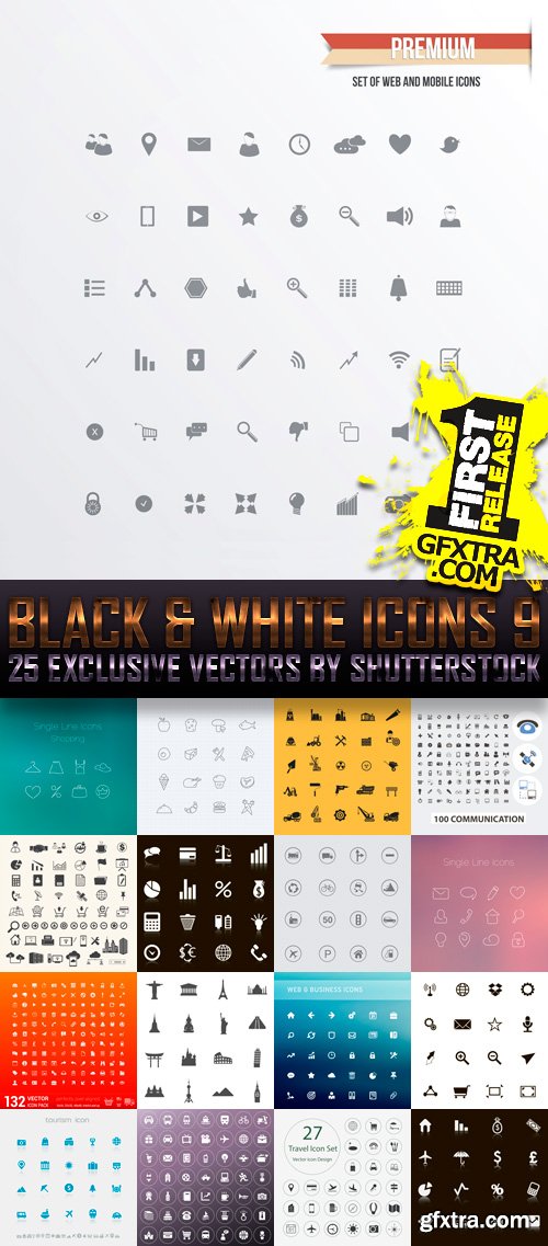 Black & White Icons 9, 25xEPS