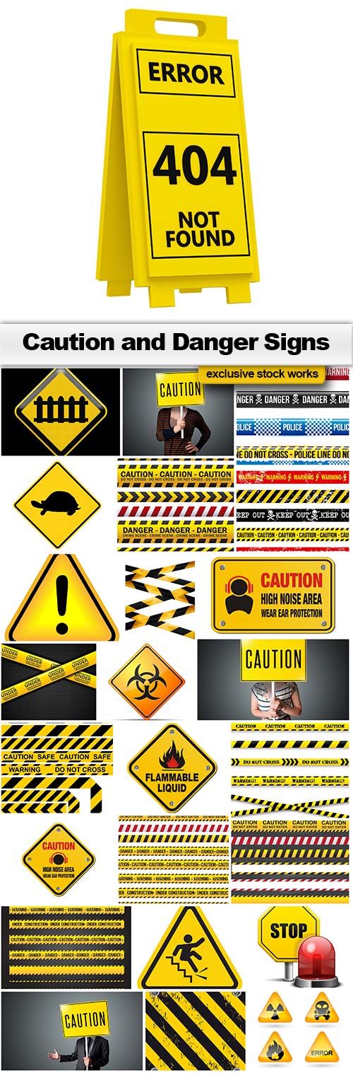Caution and Danger Signs 18xEPS & 7xJPG