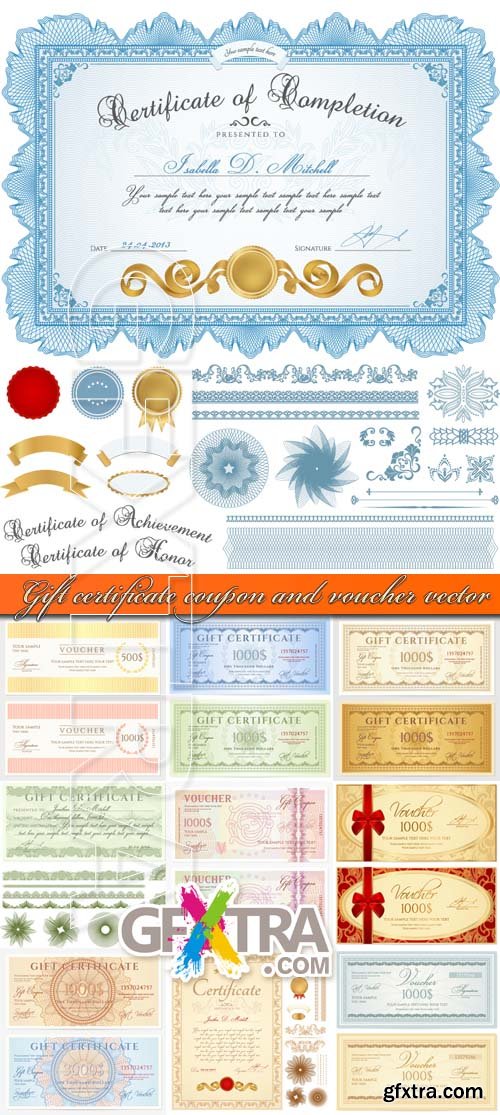 Gift certificate coupon and voucher vector