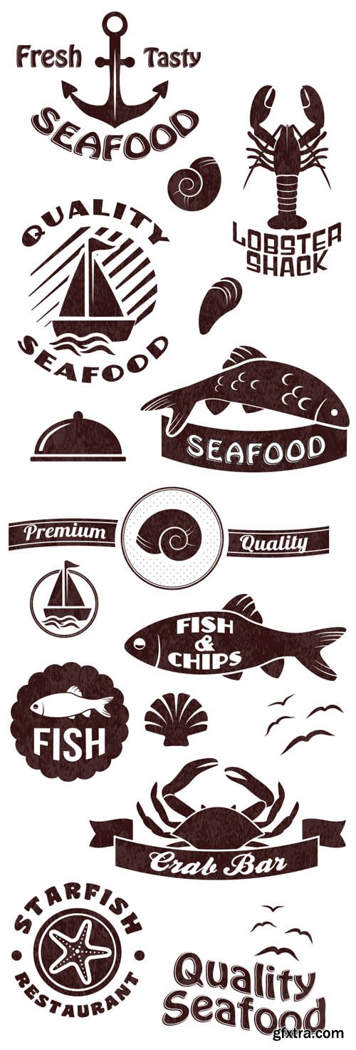 Seafood Logos Vector Set