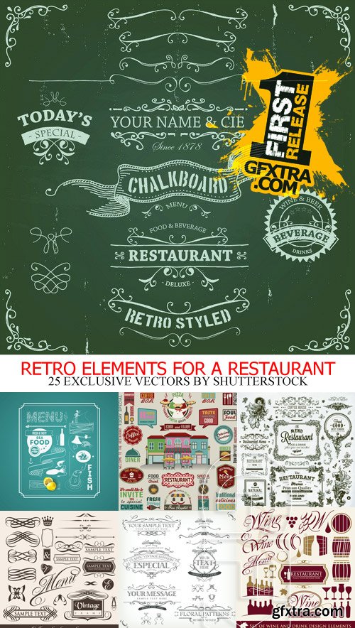 Retro Elements for a Restaurant 25xEPS