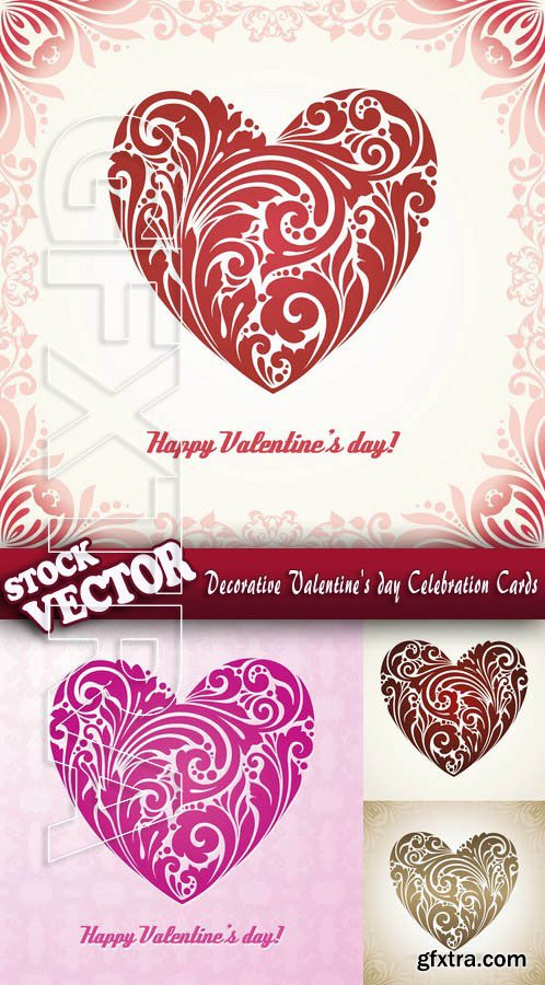 Stock Vector - Decorative Valentine\'s day Celebration Cards
