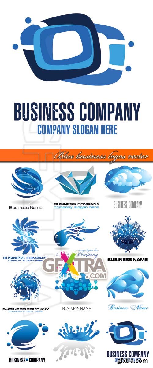 Blue business logos vector