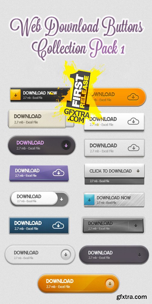 Web Download Psd Buttons Collection – Pack 1