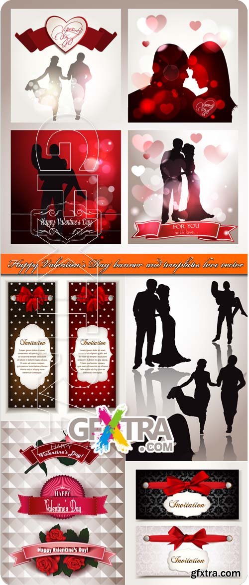 Happy Valentine\'s Day banner and templates love vector
