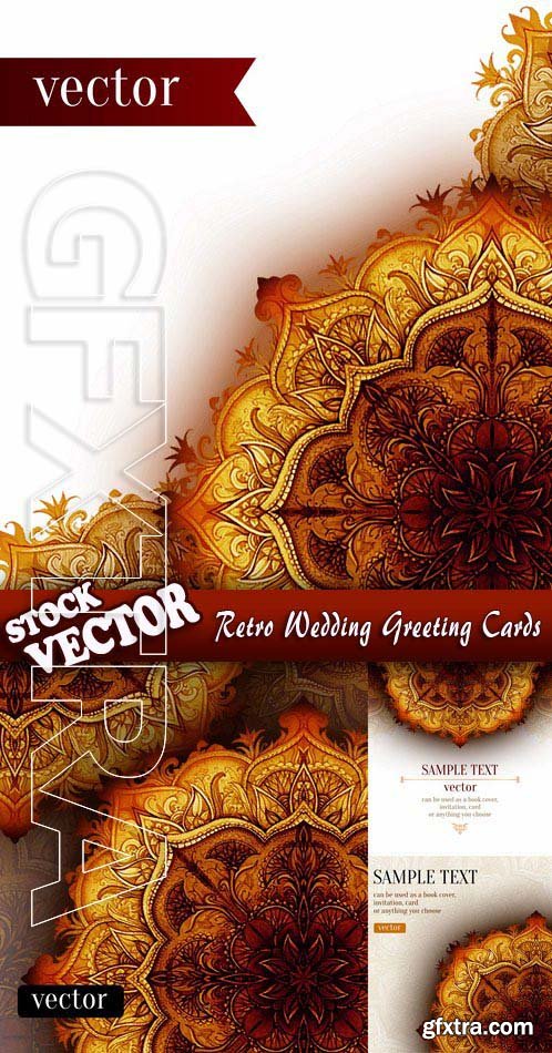 Stock Vector - Retro Wedding Greeting Cards
