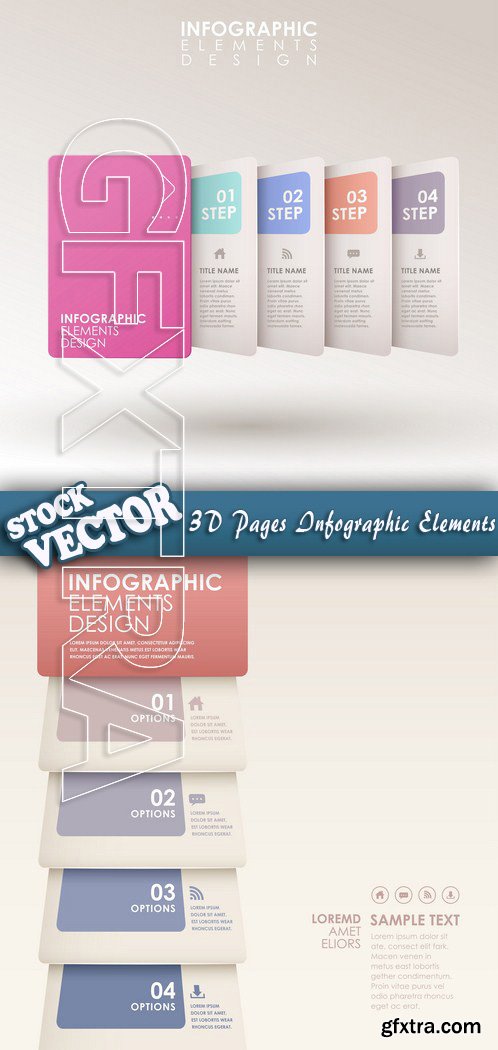 Stock Vector - 3d Pages Infographic Elements