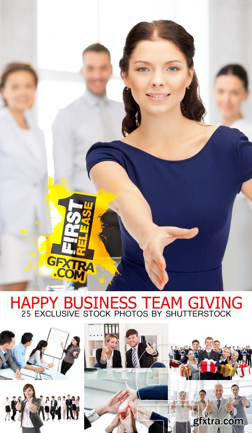 Happy Business Team Giving 25xJPG