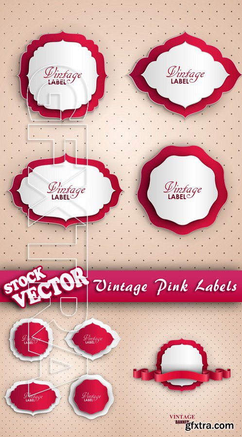 Stock Vector - Vintage Pink Labels