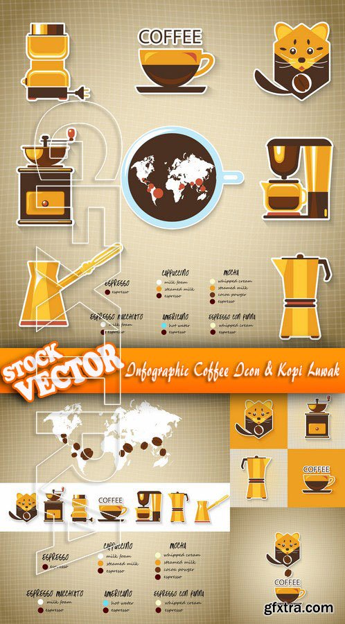Stock Vector - Infographic Coffee Icon & Kopi Luwak