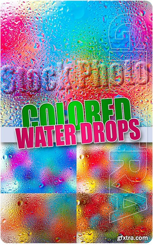 Colored water drops - UHQ Stock Photo