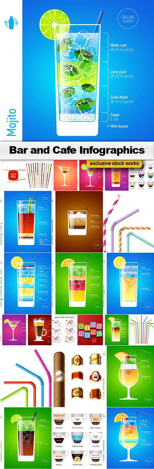 Bar and Cafe Infographics - 25x EPS