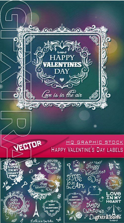 Stock Vector - Happy Valentine\'s Day labels