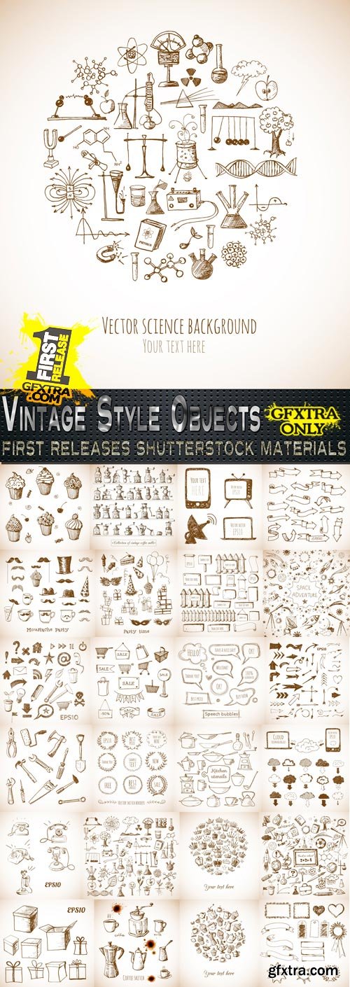Vintage Style Objects 25xEPS
